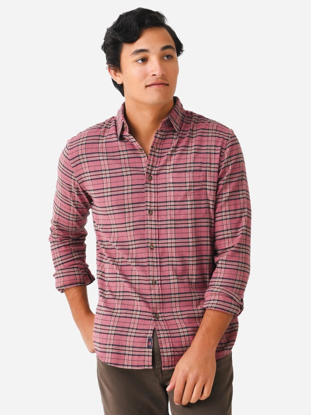Faherty Men’s The Movement Featherweight Flannel Button Down Shirt Red Plaid